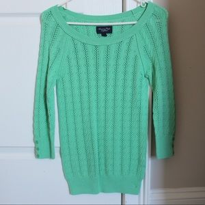American Eagle seafoam green 3/4 sleeve sweater